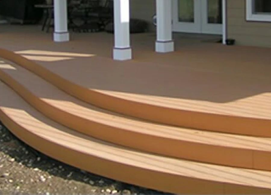 Curved custom deck steps built by Foley Construction